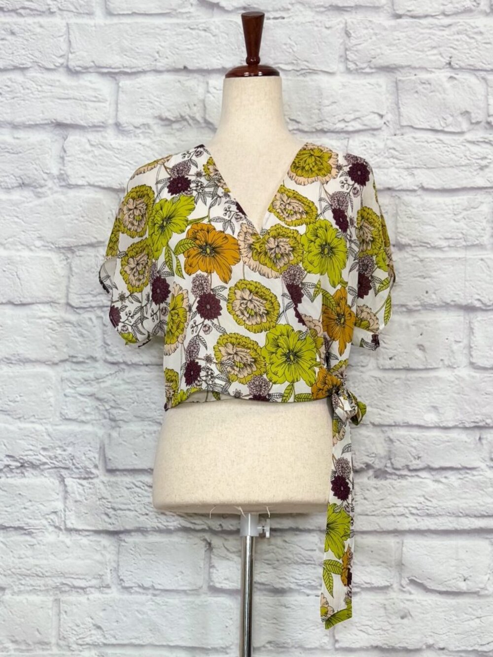 Zara TRF Collection White Floral Wrap Blouse